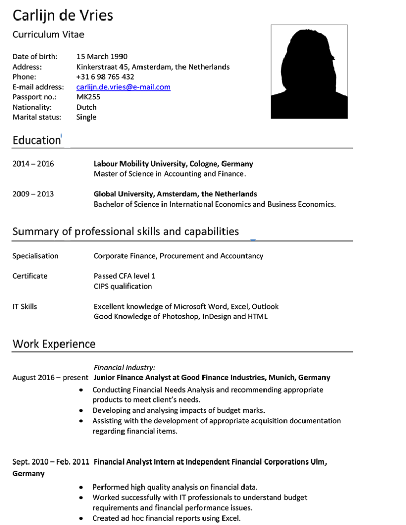 International Cv - Resumespice International Cv