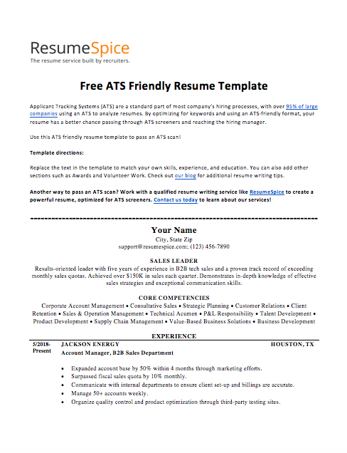 Ats Resume Template