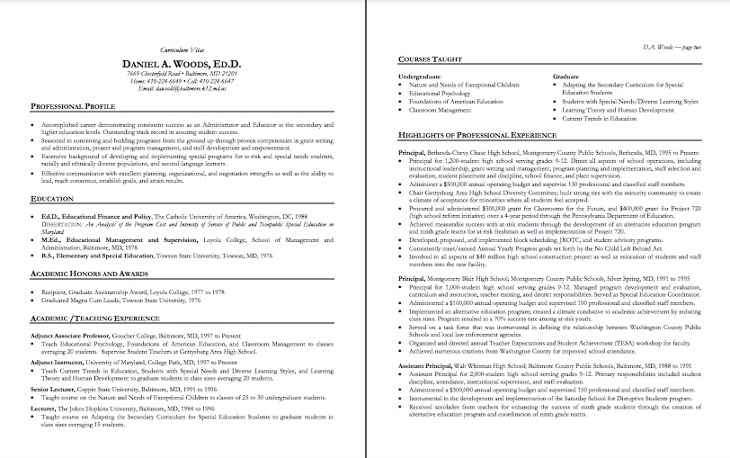 Cv Example 1 - Resumespice Cv Vs Resume